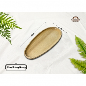 Khay gỗ đựng đồ ăn, Khay gỗ trang trí hướng dương 12x26cm - 